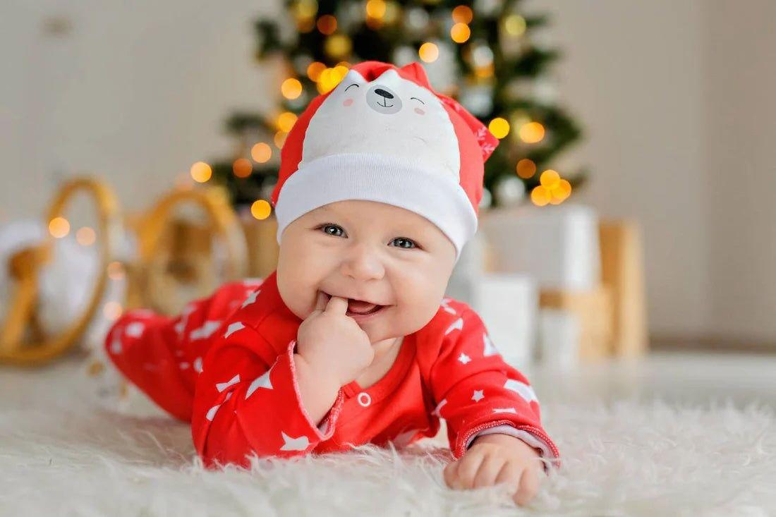 A baby dressed up for the holidays